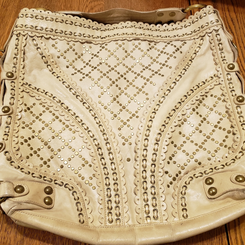 XL Isabelle Fiore Cream Bag W Brass Accents